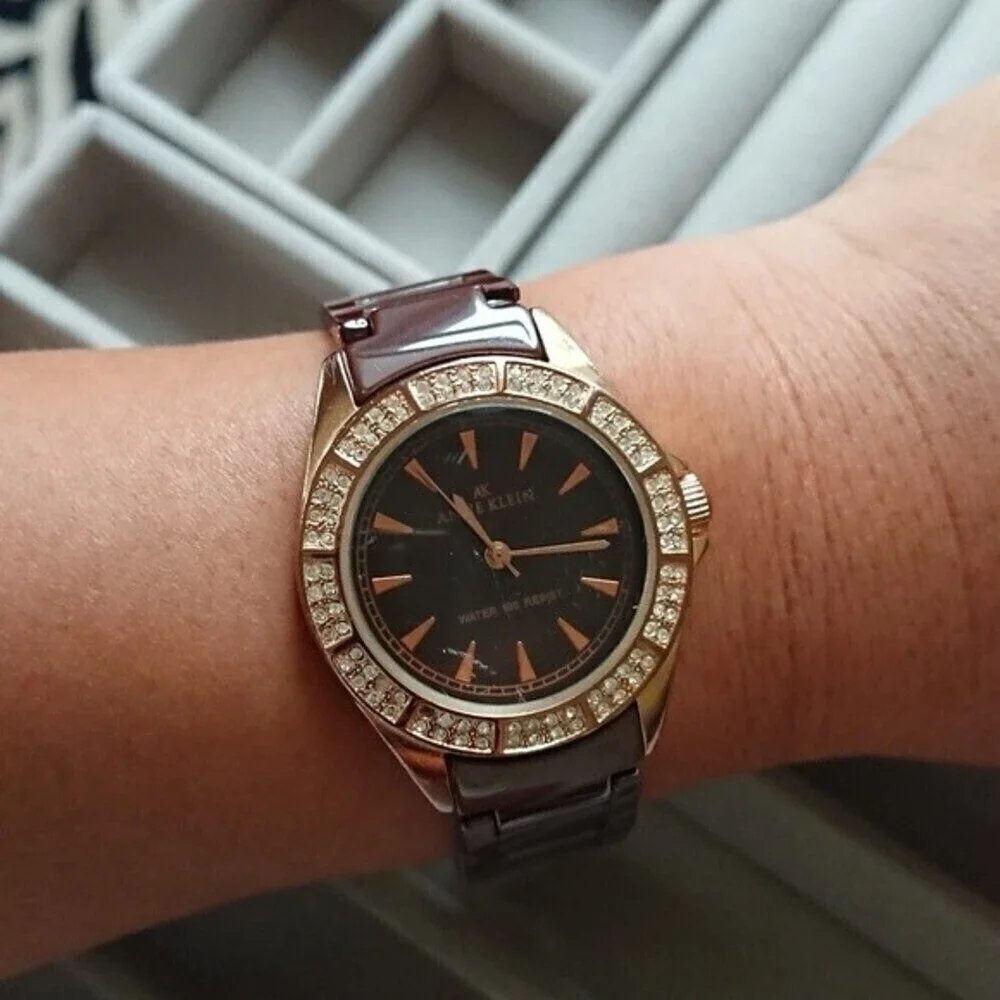 Bronze tone with crystals Anne Klein watch
